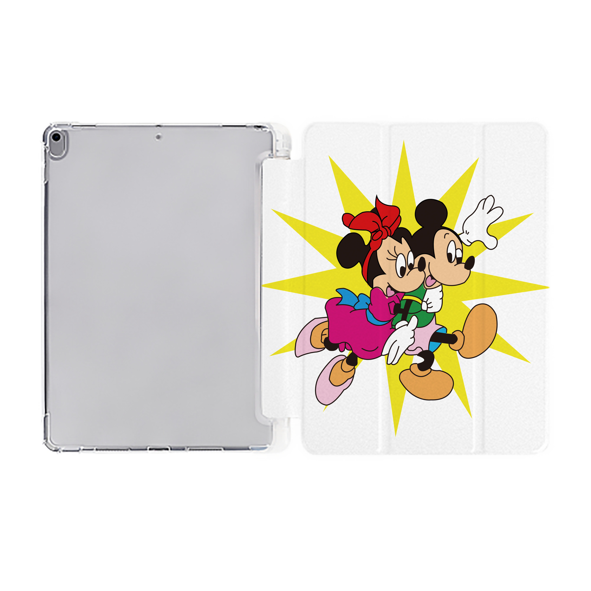 （画像用） ミッキーマウス Mickey Mouse IPad ケース ペン収納付き 三つ折りスタンド PUレザー×シリコン 対応機種9.5/10.5/10.9インチ